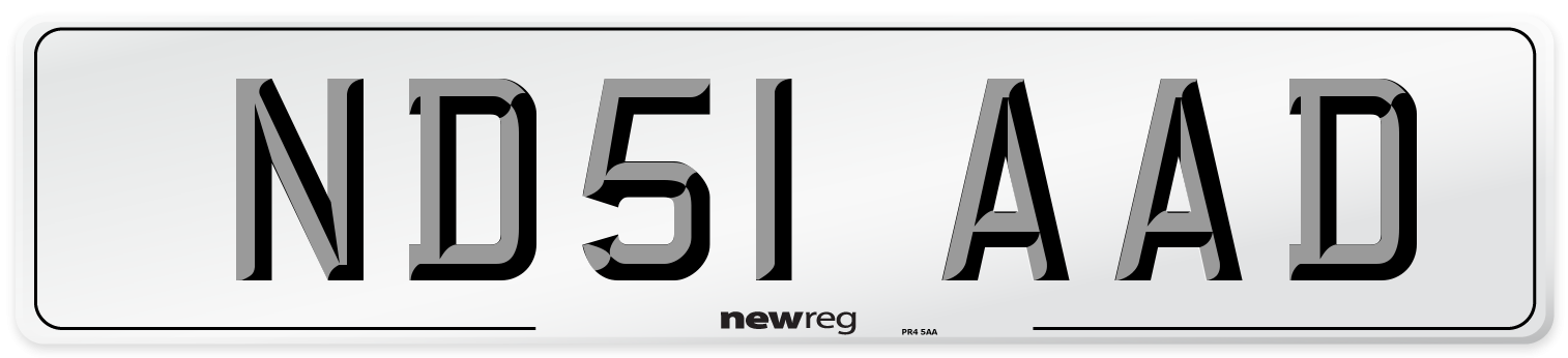 ND51 AAD Number Plate from New Reg